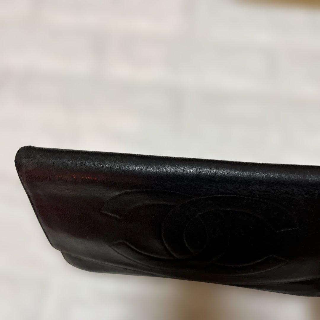 CHANEL シャネル　ラムスキン　ブラックレザー財布