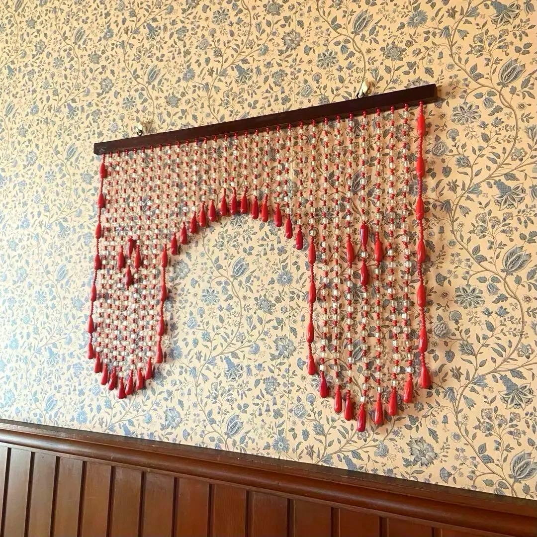 昭和レトロ　ビーズのれん　当時物　暖簾　レトロポップ