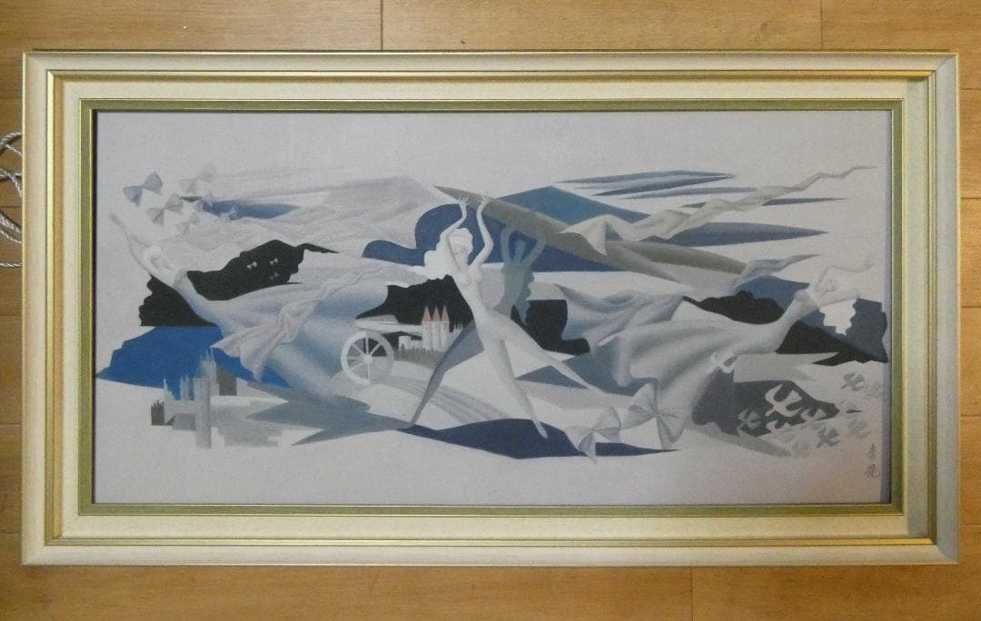 user_2e385f1e　油彩　東郷青児天使の樂園　額装済み 肉筆手描き