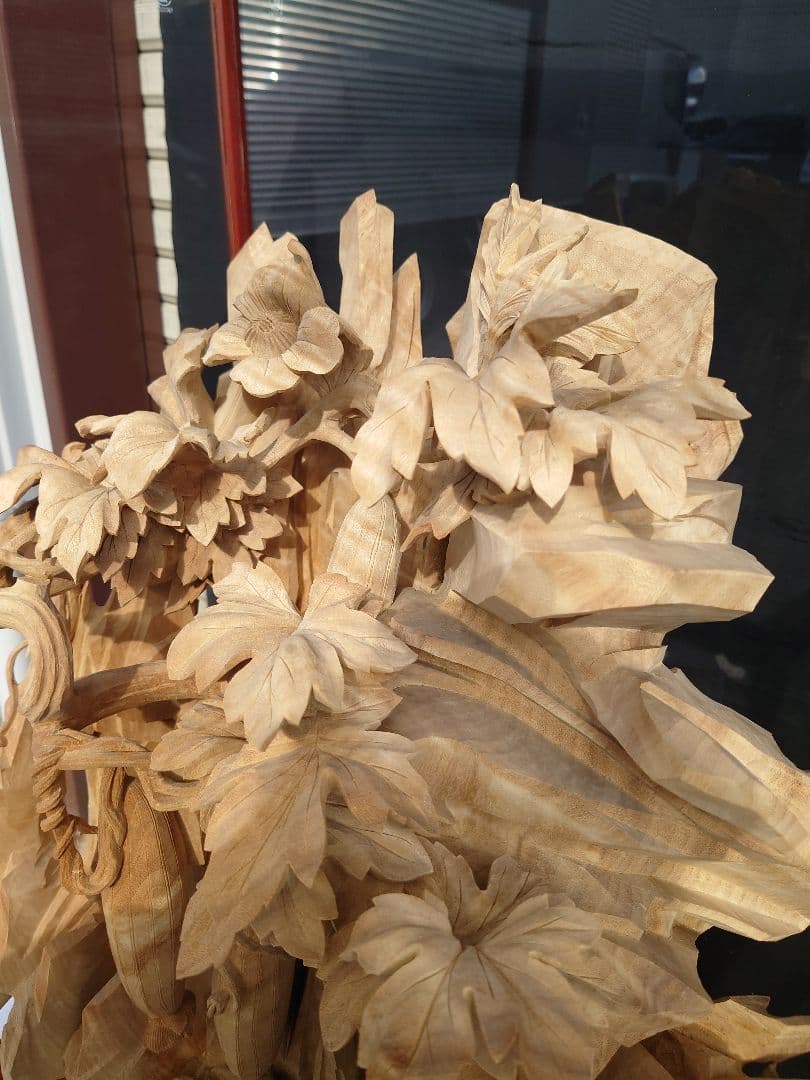 極細彫刻❗楠一刀彫瓜/逸品物/家宝/衝立/アンティーク/床置物/木彫り/送料無料