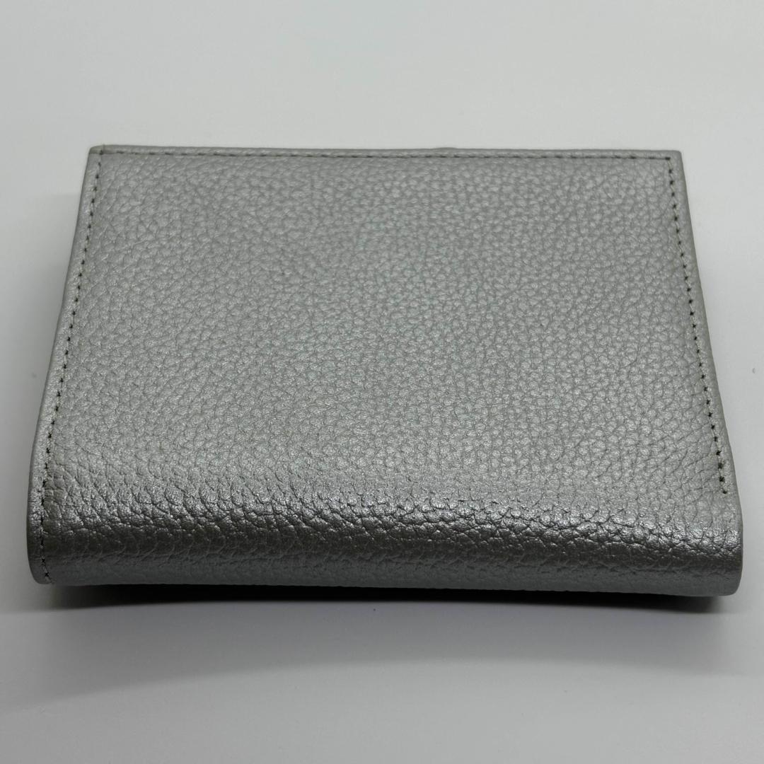 新品 皇居土産 がま口財布 本革製 銀色 ( 皇居財布・開運財布・金運招福 )