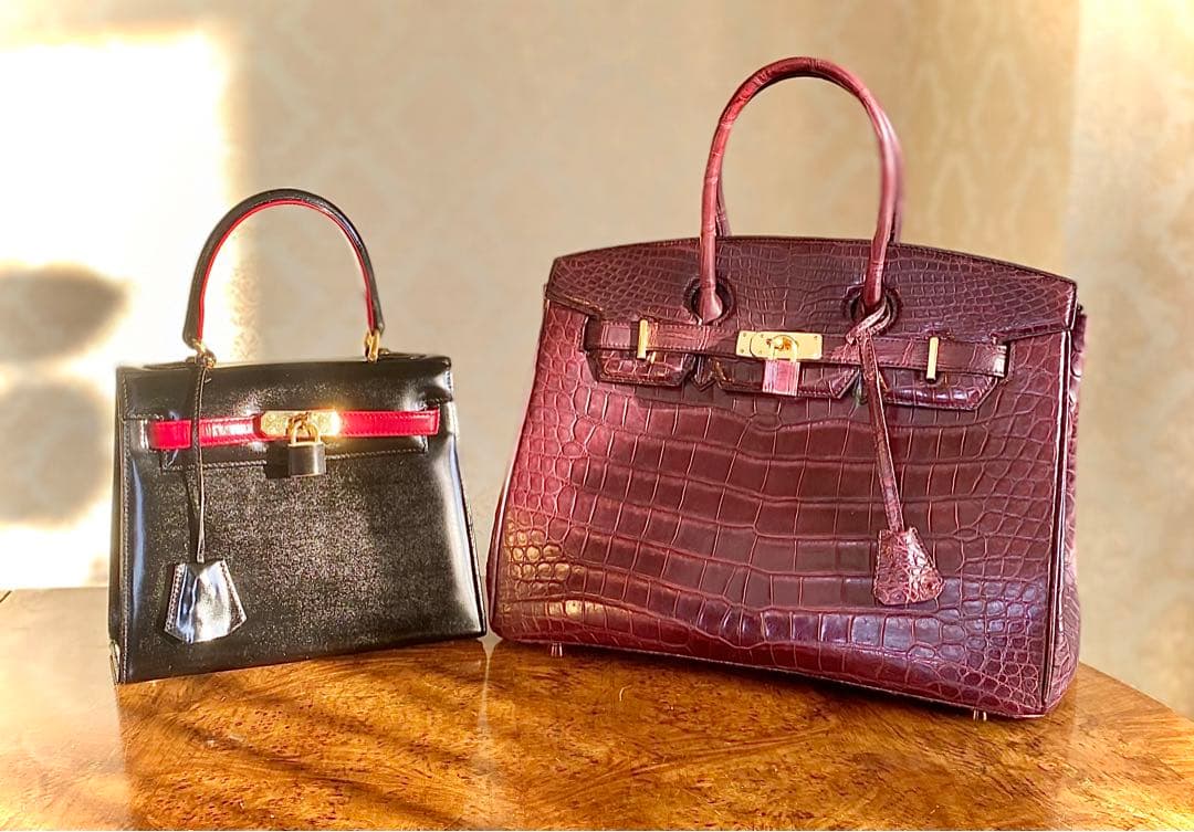 【訳あり•得】2点セット クロコダイルバッグ × バイカラー