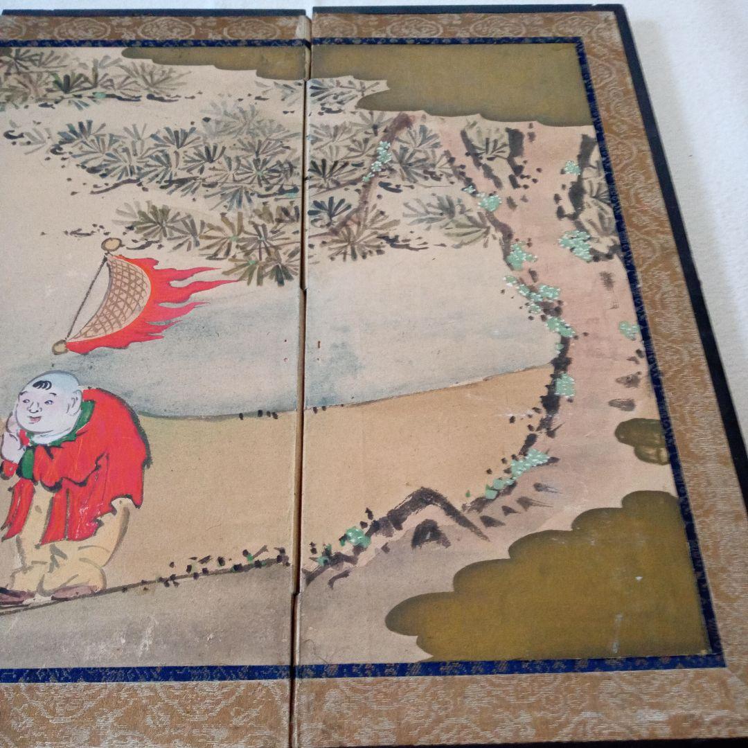 骨董　屏風　唐子　唐子遊図　雛祭り　お雛様　桃の節句　古玩　古美術　肉筆