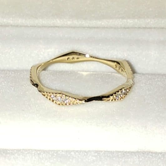 ete 完売品 リアンリング K10YG フルエタニティ ダイヤ0.09 13号