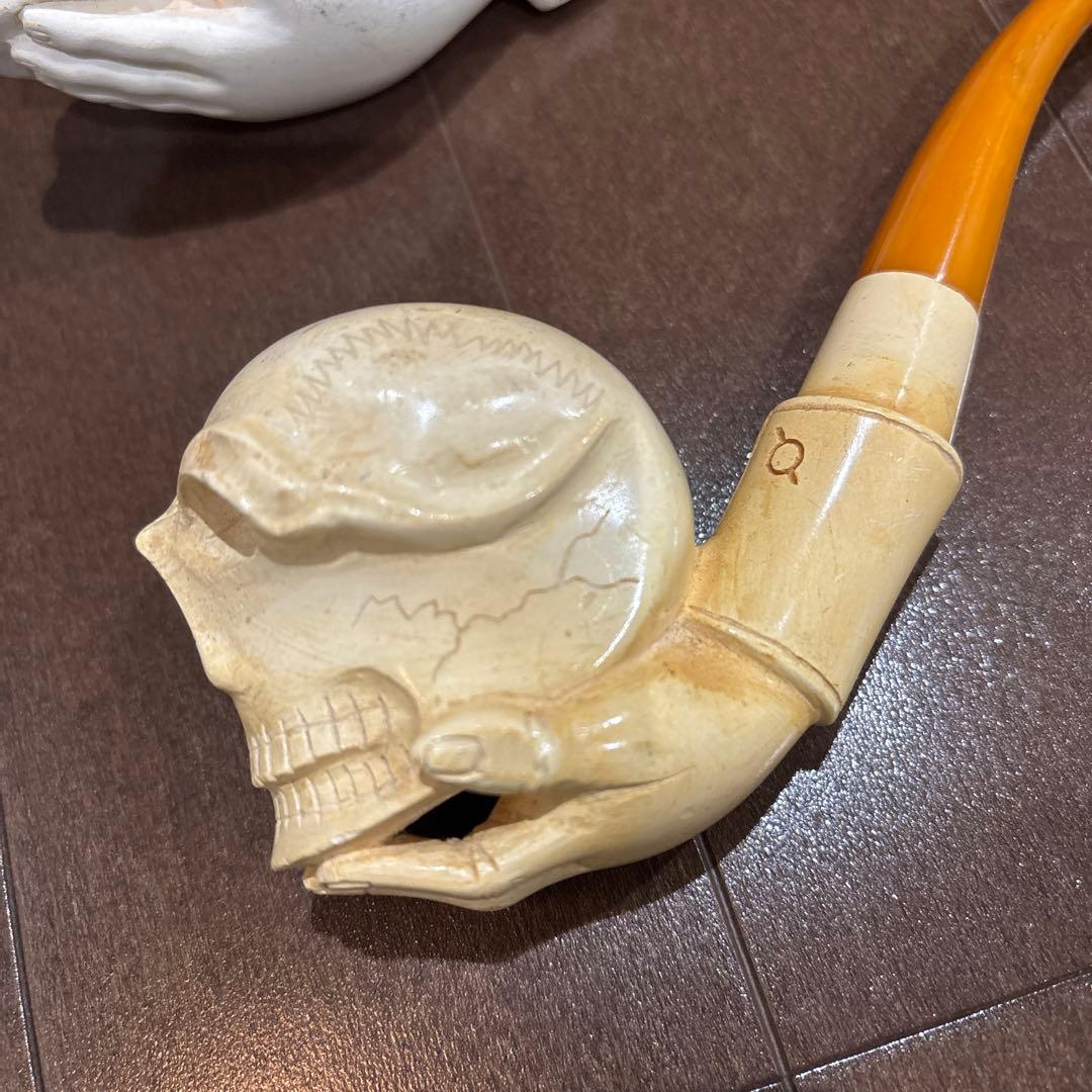 ビンテージ　スカル & ハンド　パイプ　2個セット　メシャム　陶器