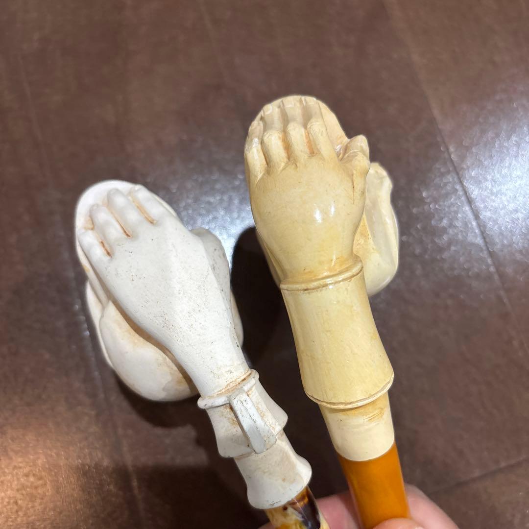 ビンテージ　スカル & ハンド　パイプ　2個セット　メシャム　陶器