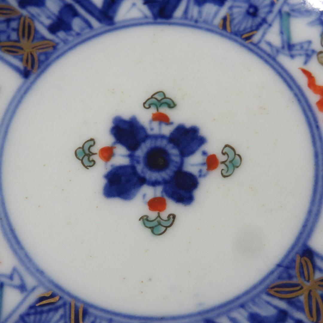 手塩皿 龍 染付 その2 5枚 色絵 金彩 小皿 明治 花弁