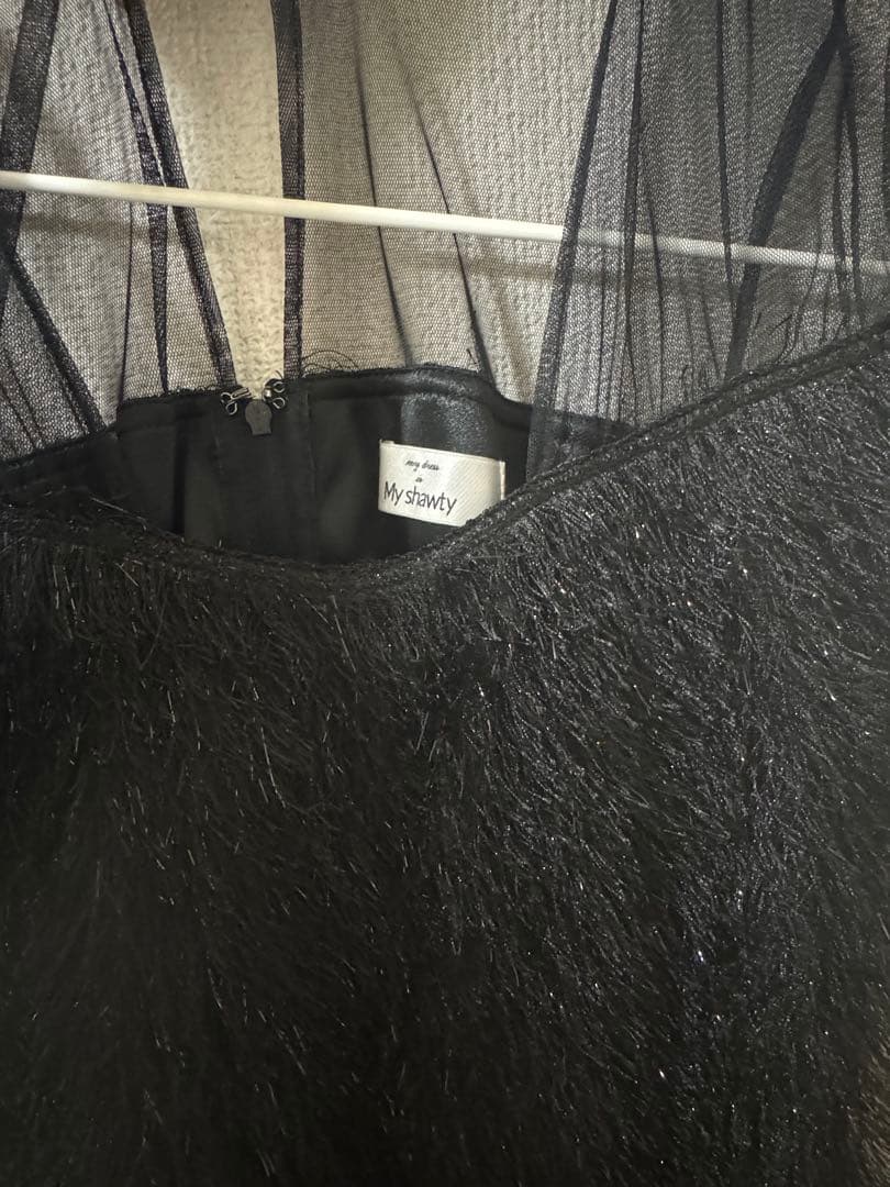 glitter shaggy dress ブラック