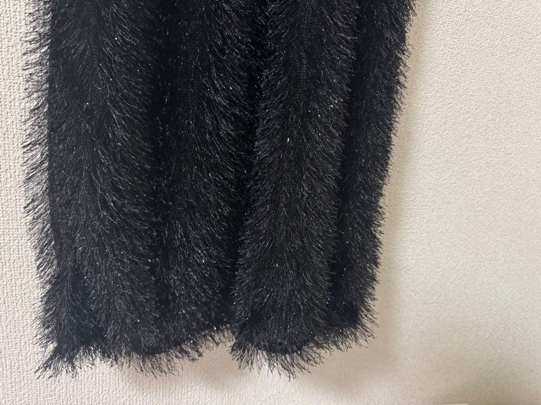 glitter shaggy dress ブラック