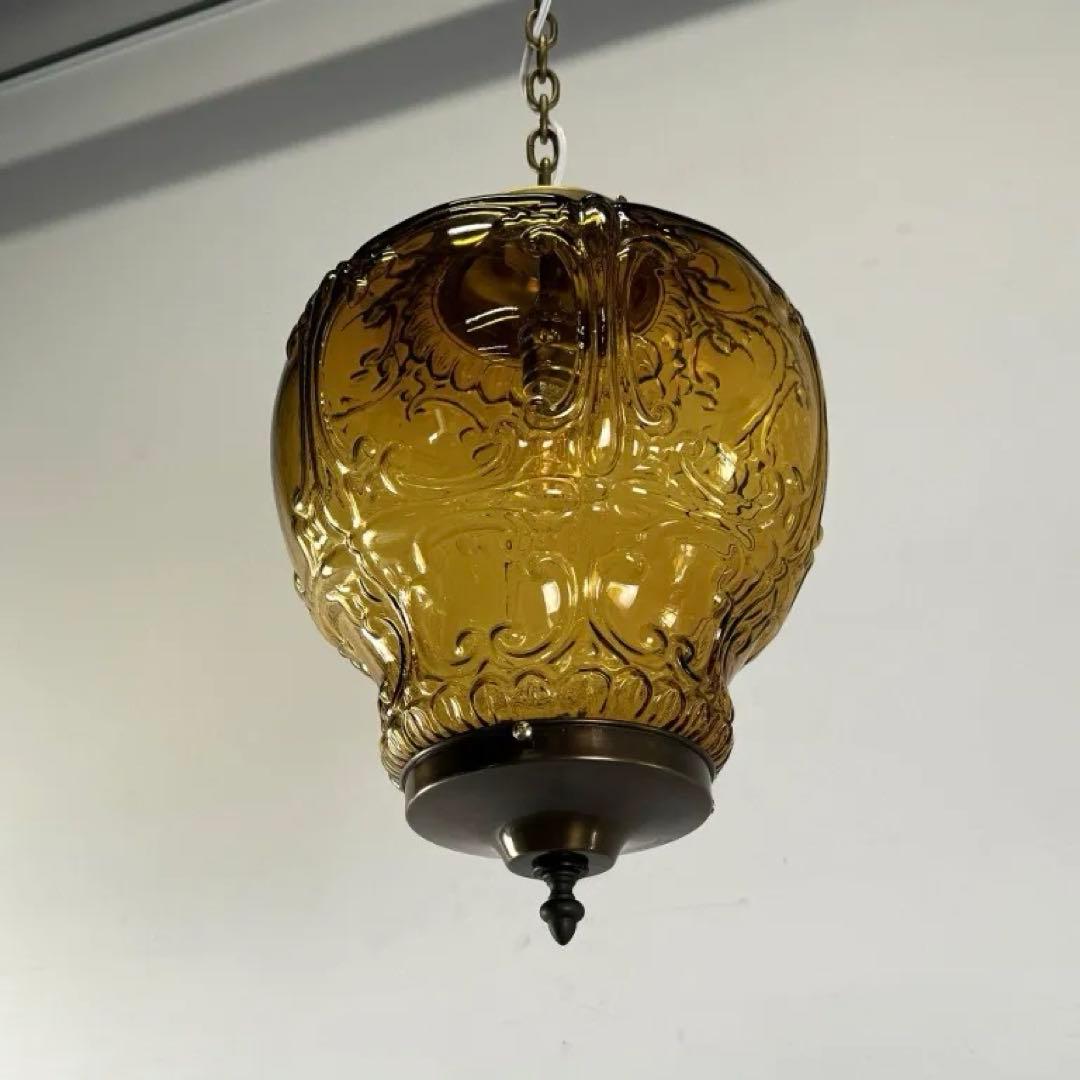 希少　アンバーガラス ペンダントライト ヴィンテージ　アンティーク　39600円