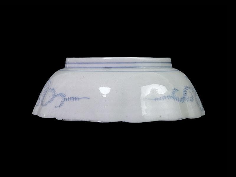 古伊万里　染付　亀甲紋に草花紋の図 膾皿　江戸期　D568AS-fbsx