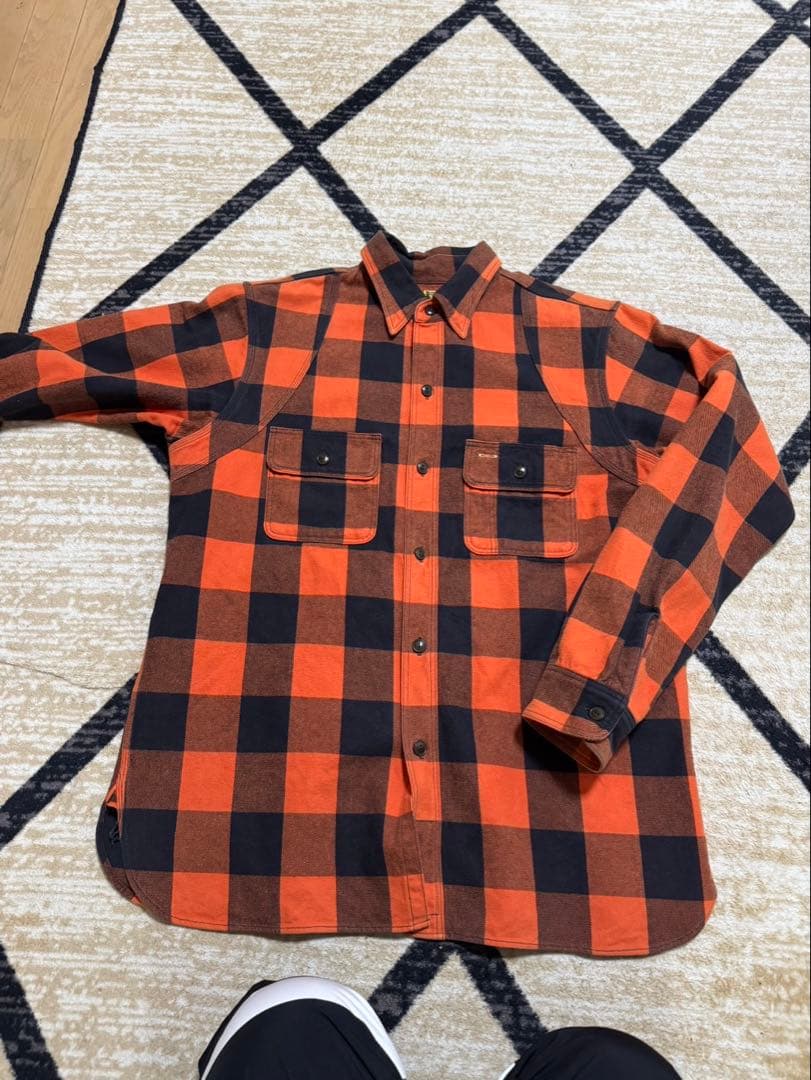 HUMAN MADE チェックシャツ オレンジ黒