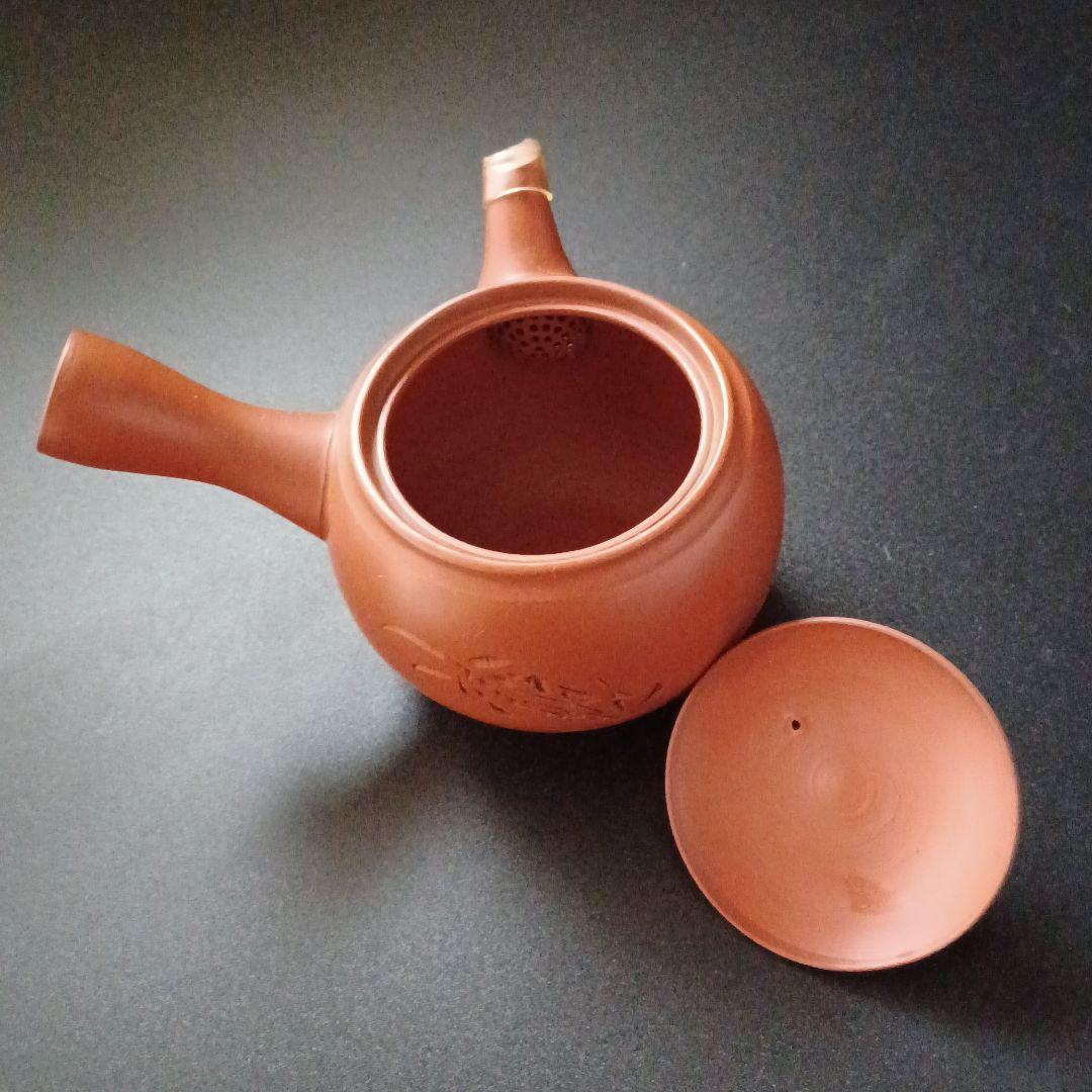 朱泥　常滑焼　千洞造　急須　湯冷まし　お茶碗　煎茶道具　カニ　蟹　彫刻　煎茶