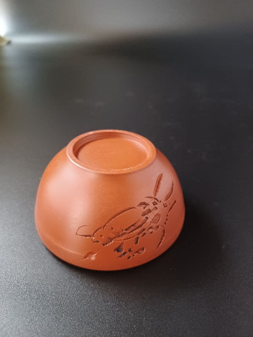 朱泥　常滑焼　千洞造　急須　湯冷まし　お茶碗　煎茶道具　カニ　蟹　彫刻　煎茶