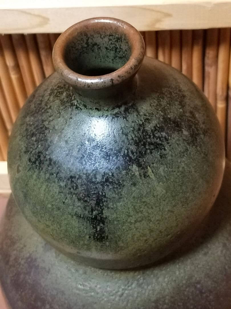 ♥古丹波　瓢形　花器　花瓶　花入れ　桐箱付き　骨董品　古玩