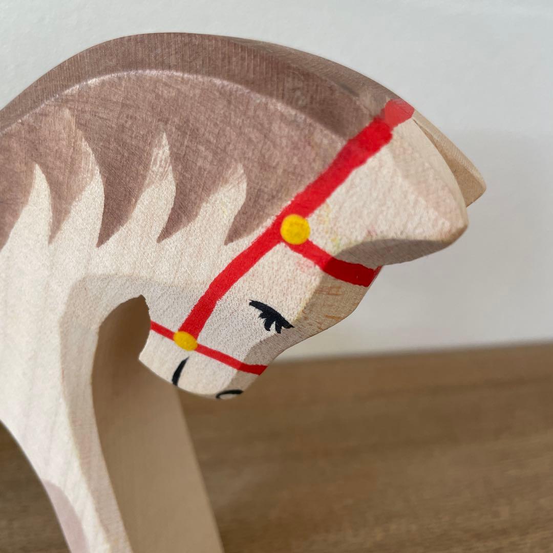 オストハイマー ポニー 赤い手綱の馬 木製ostheimer ドイツ製家族と動物