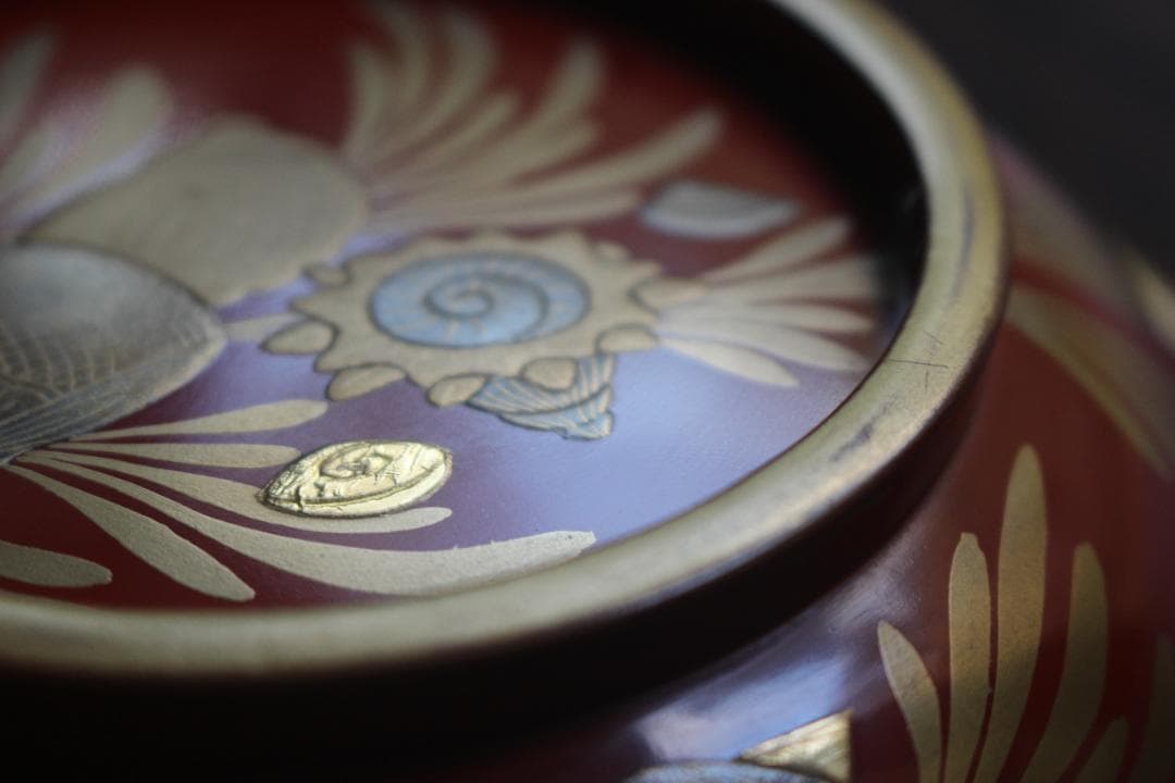時代逸品！時代金縁朱漆に極上貝尽くし蒔絵の映えるお椀2点（検輪島塗雑煮椀