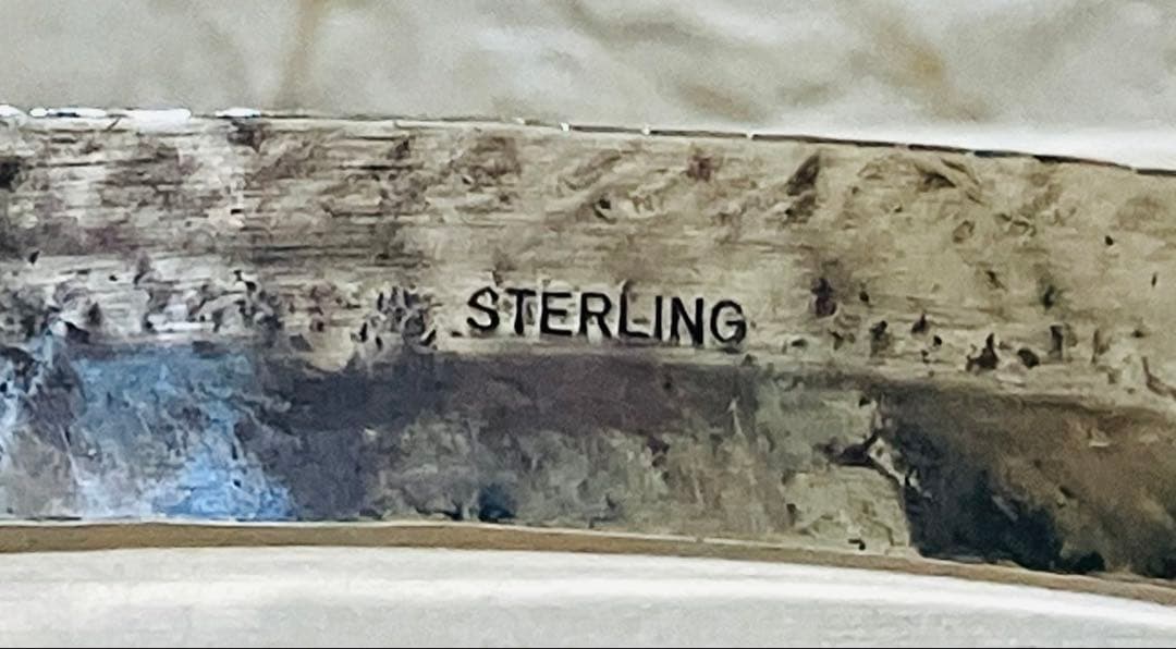 ナバホ族　シルバーバングル　ターコイズ　フェザーモチーフ　スターリングシルバー