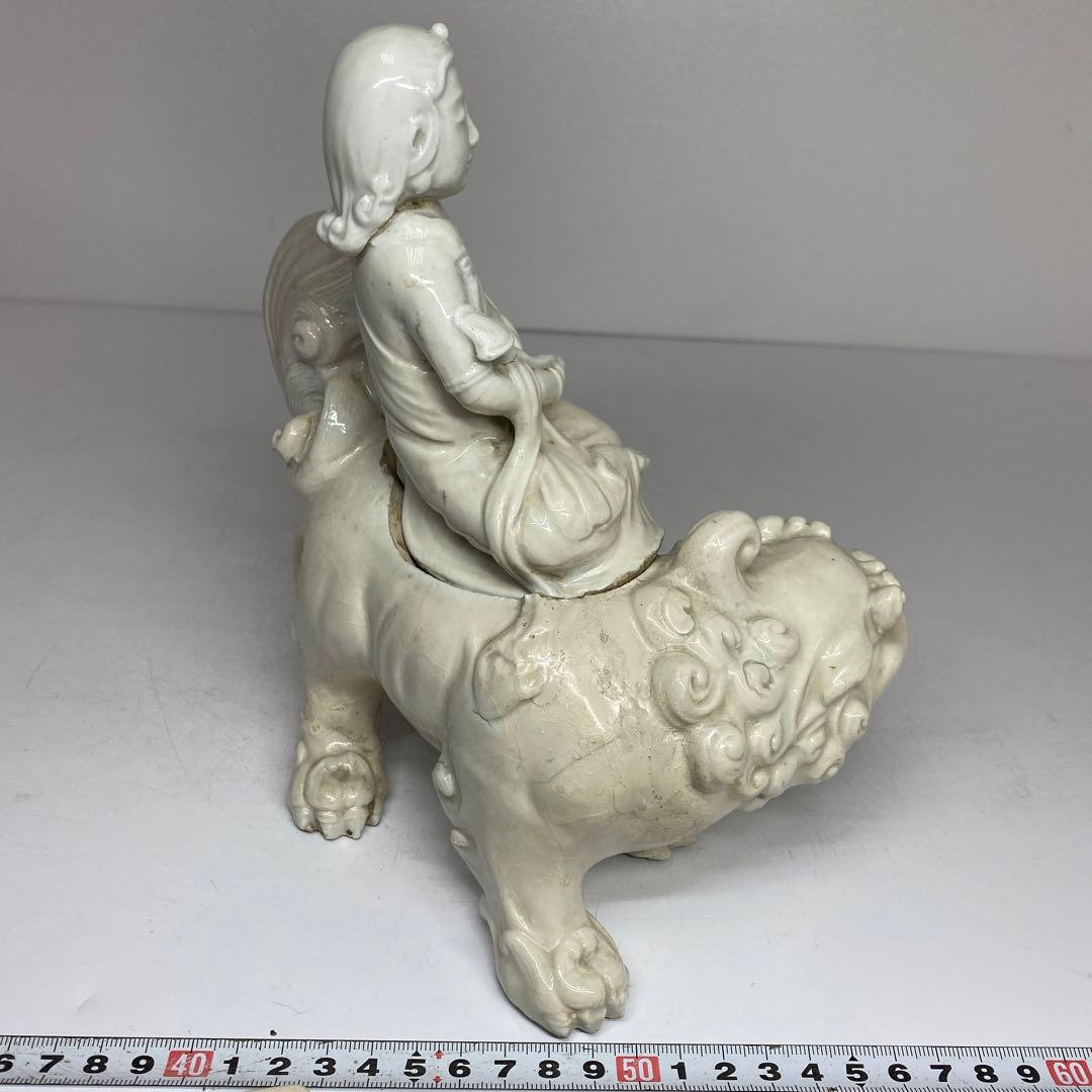 専用　江戸時代　平戸白磁獅子のっ高さ20.6cm 東H5-1016 トコサ