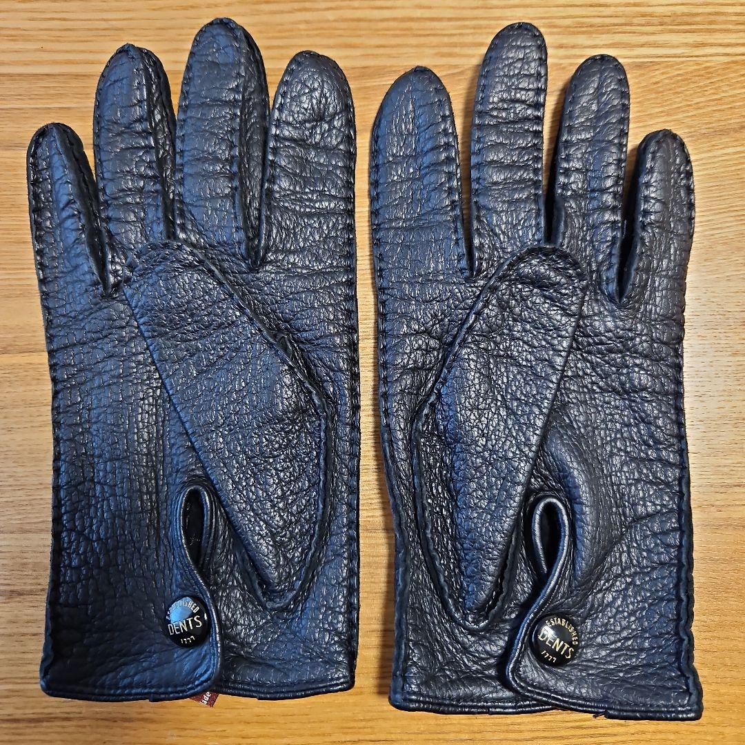 【新品に近い！】デンツの定番！1番人気の裏地なしペッカリーグローブ黒S7