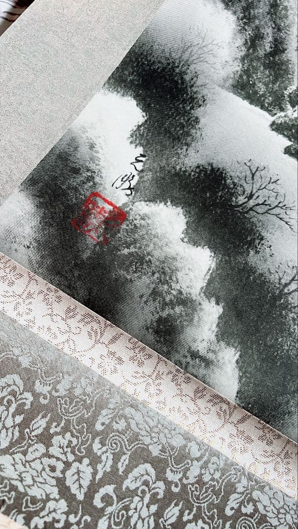 水墨山水　元勝　　掛け軸