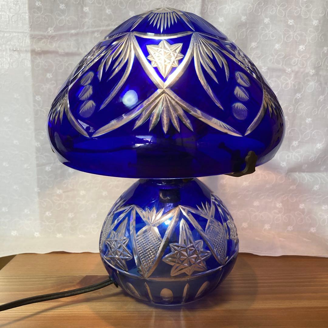 コバルトブルー カットガラスランプ