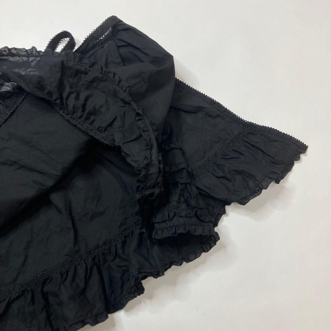 【美品】ピンクハウス 黒 ピコフリル使い タブリエ