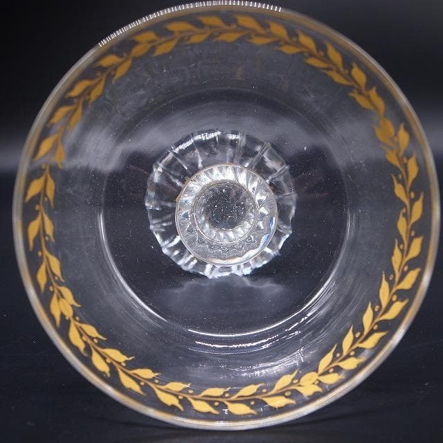 エミール・ガレ　金彩装飾　オリーブ文様　シャンパンカップ