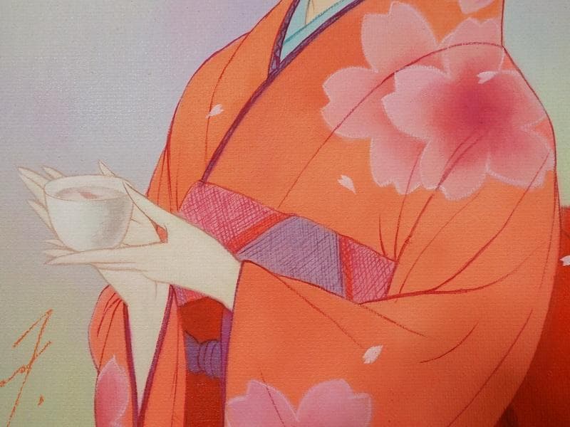 【最終値下げ】人物画　油絵　鶴田一郎　和服美人画　F6　額付き　手描き　肉筆