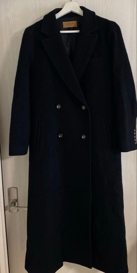 アメリ　ameri ロングコート　黒　ウールコート　レディース　プリーツ　M