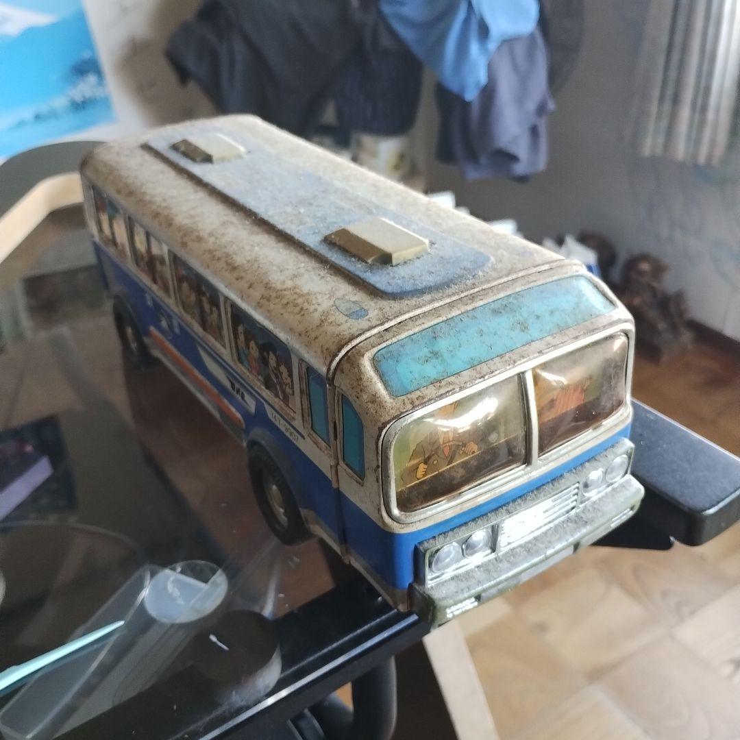 バス型おもちゃ 金属製 青と白