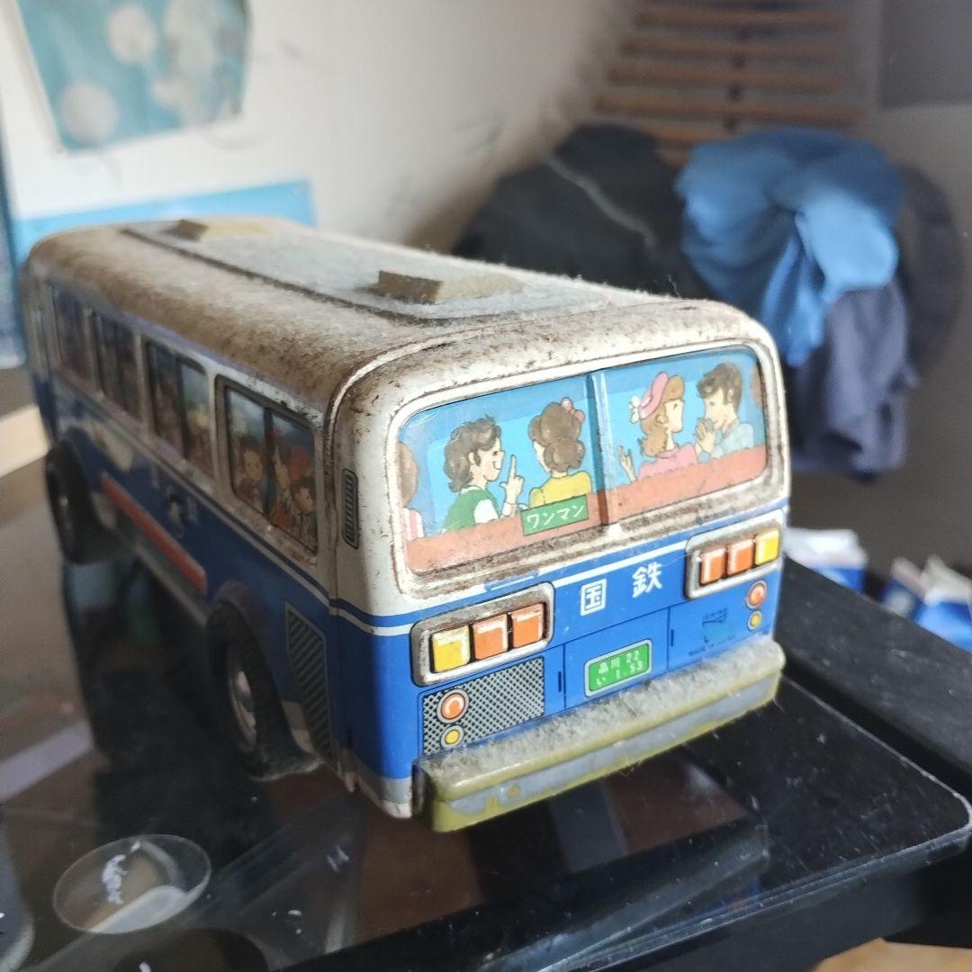 バス型おもちゃ 金属製 青と白