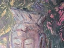 【真作】絵画　日本画　静寂の中の微笑　柔らかな色彩の幻想的な仏画　W55