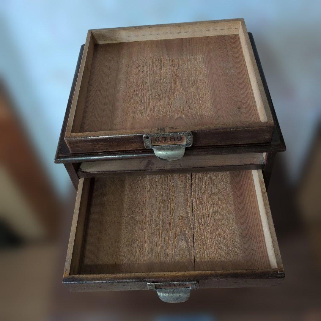 ブロカント古道具木製引き出し式収納 5段