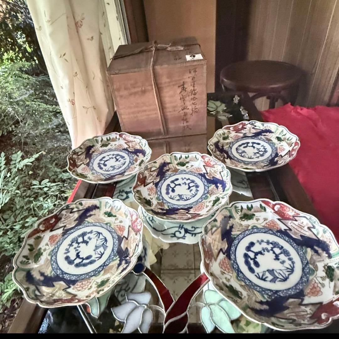 K様へ感謝お嫁入り‼️最強運GOLD伊万里錦手帆かけ舟❌山水❌米俵在銘八寸皿2客