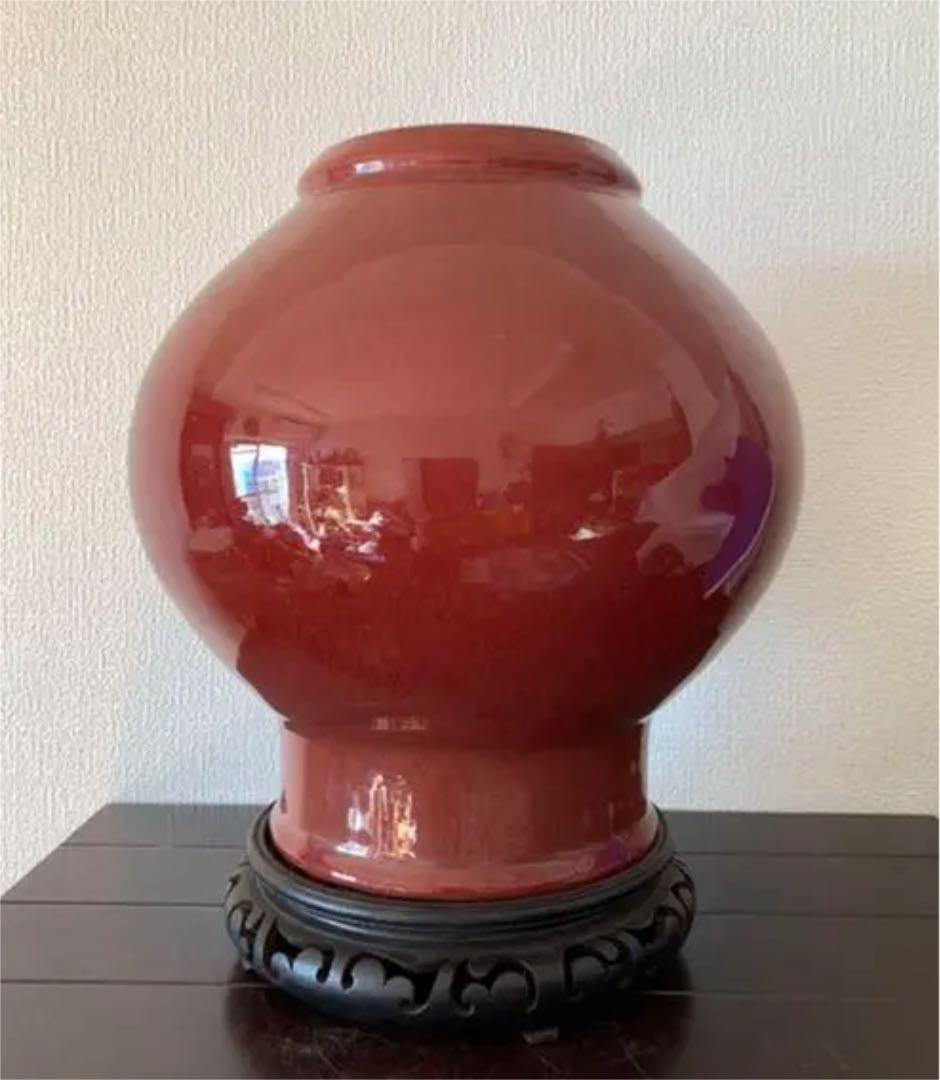 【希少品】古美術　辰砂釉壺　清時代　共箱/西—1
