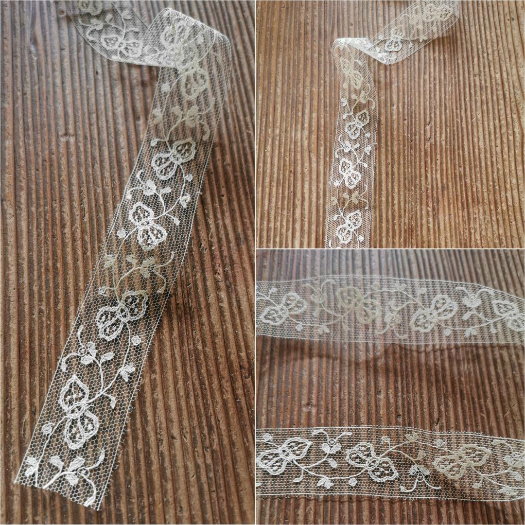 アンティーク フランス 透明＆ミルクガラスフリル シーリングランプ＆レースセット