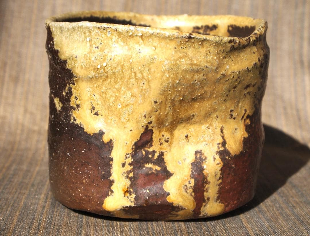 人気作家★荻野雅也【師：太田富夫】備前《伊部手》碗★共箱・布 ★黄胡麻