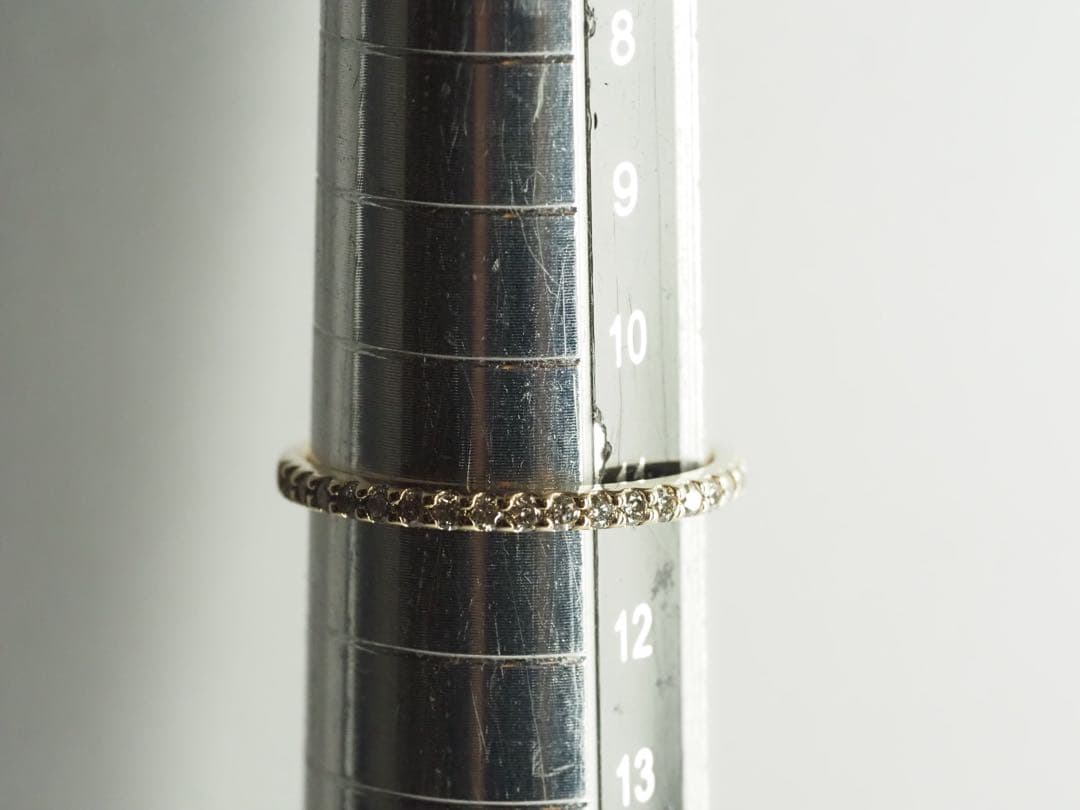 キラキラ可愛い♡K10YG 天然ダイヤモンドハーフエターナルリング