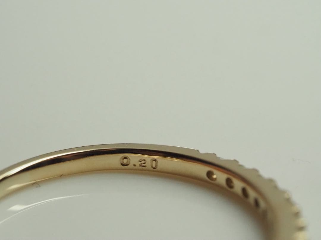 キラキラ可愛い♡K10YG 天然ダイヤモンドハーフエターナルリング