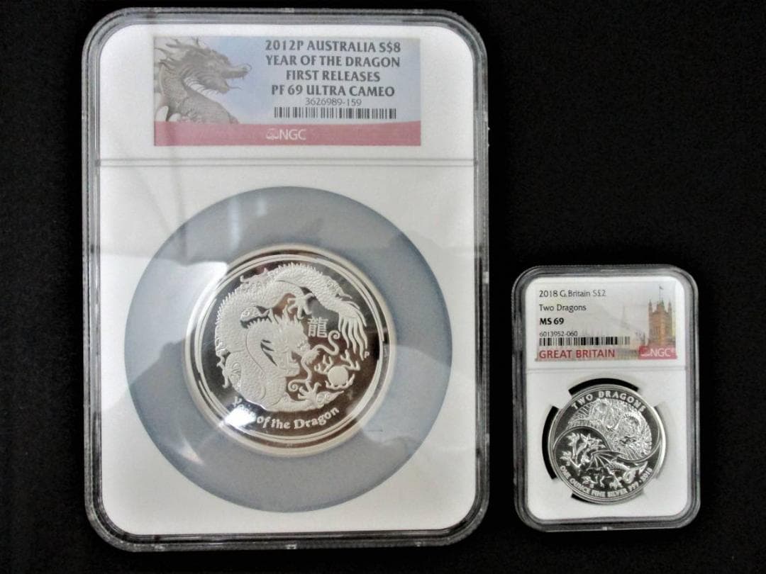 ５オンス 大型銀貨オーストラリア 2012年 イヤーオブザドラゴン ８ドル銀貨