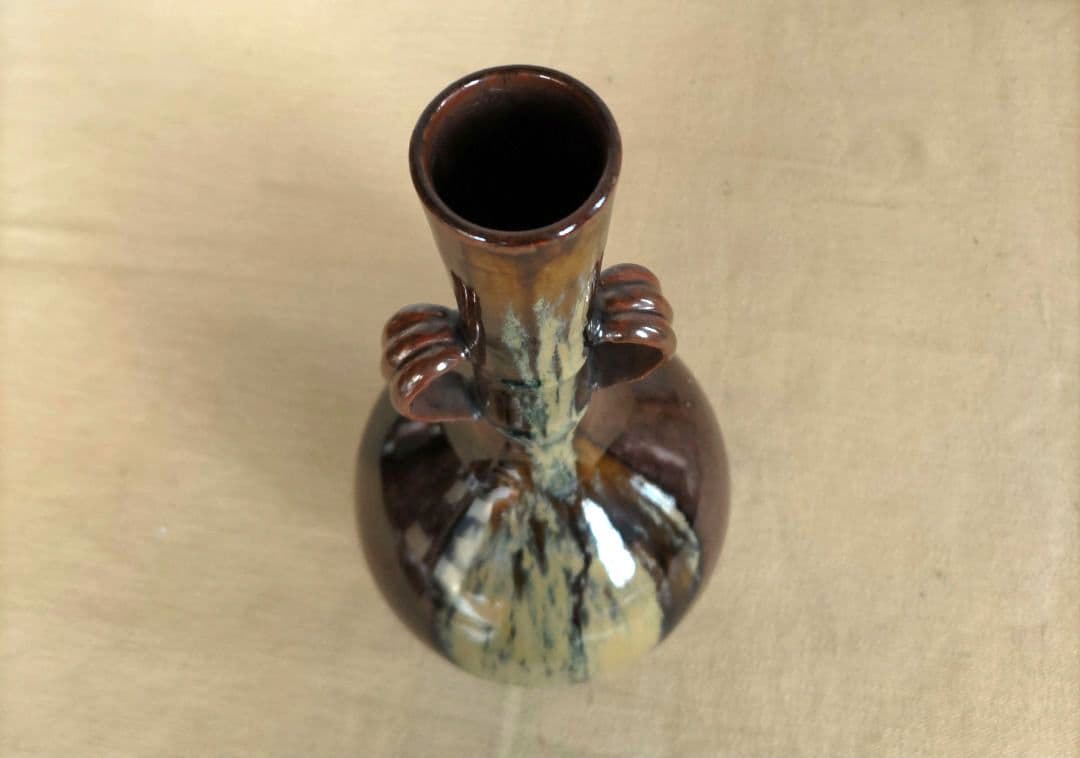 膳所焼　笹耳付花入