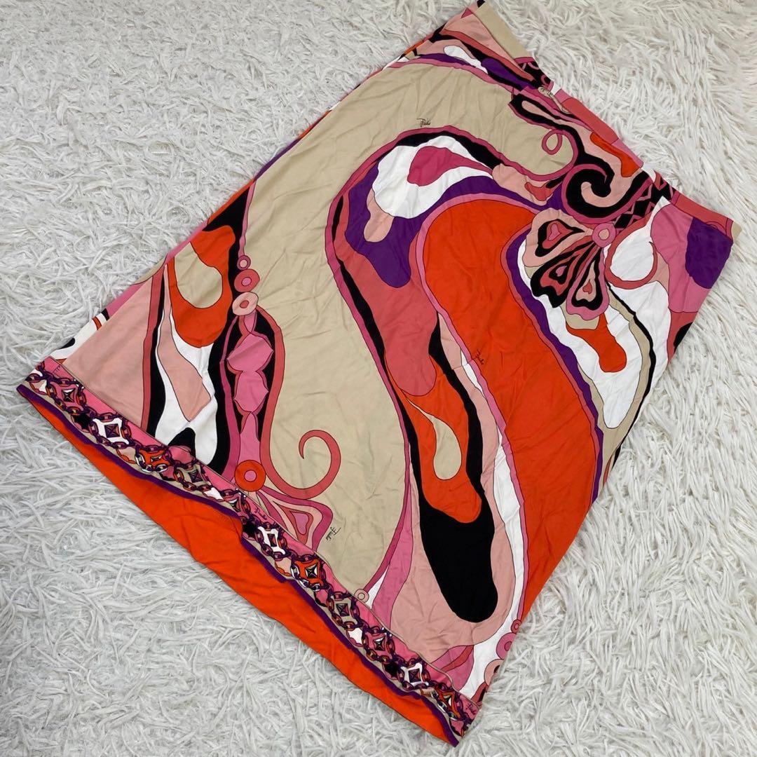 EMILIO PUCCI 総柄タイトスカート ピンク 42 エレガント オシャレ