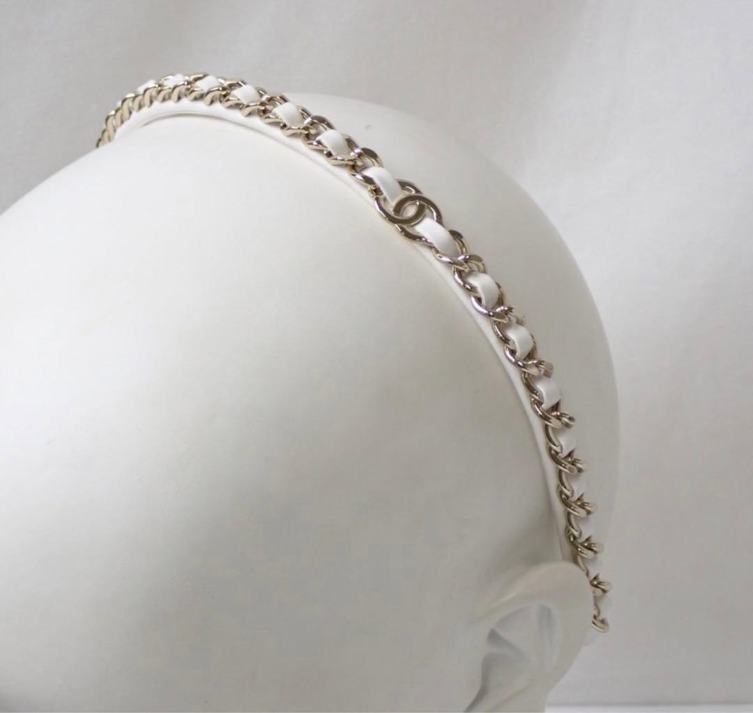 2024 現行品色違いCHANELシャネル チェーン カチューシャ 黒×ゴールド