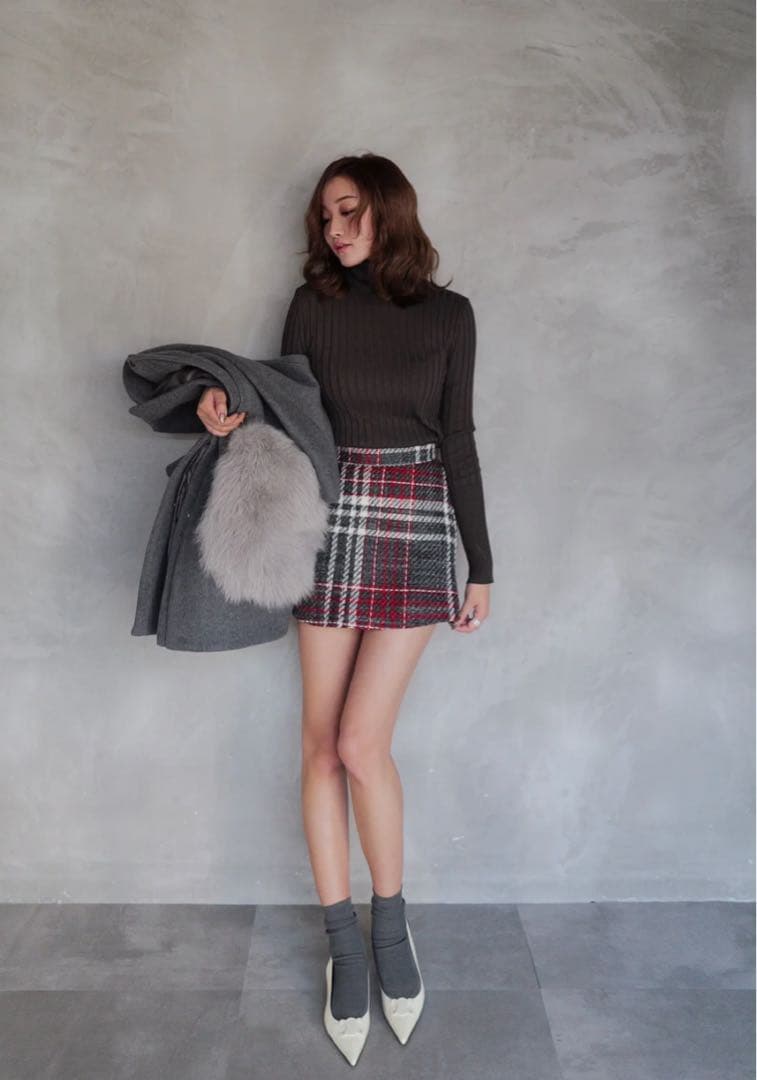 sheller ウールチェックツイードキュロット