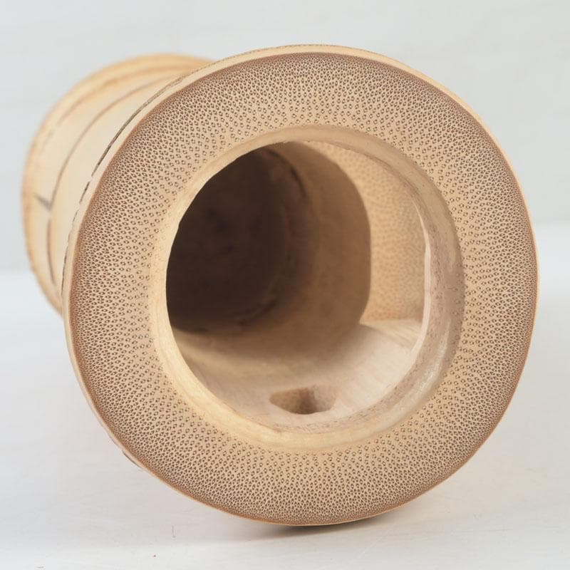 茶道具　指物師　稲垣信斎作　一重切　竹花入　銘「清水」　共布共箱　V　9472