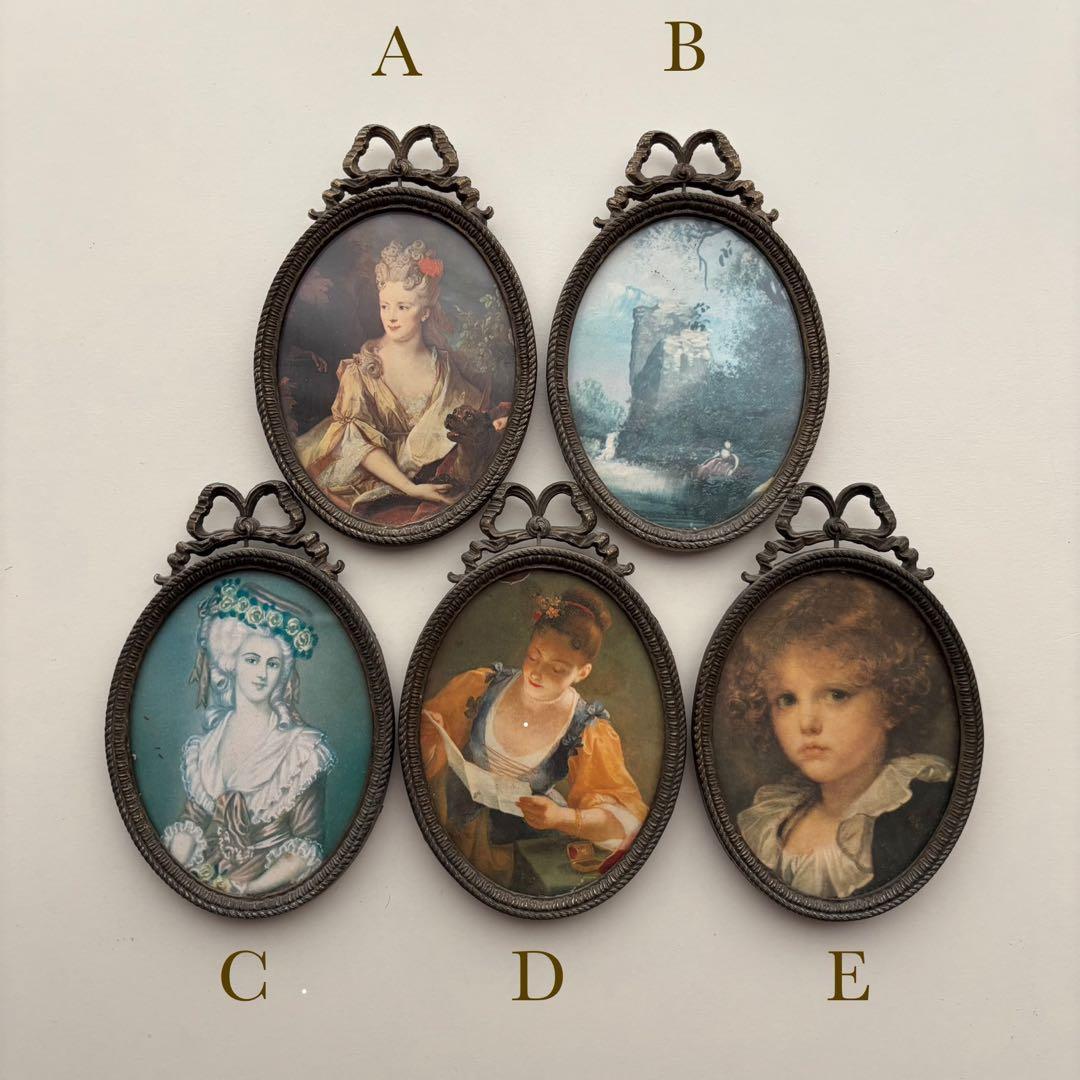 【イタリア製】ヴィンテージ オルモル アートフレーム ブラス 肖像画 オーバル型