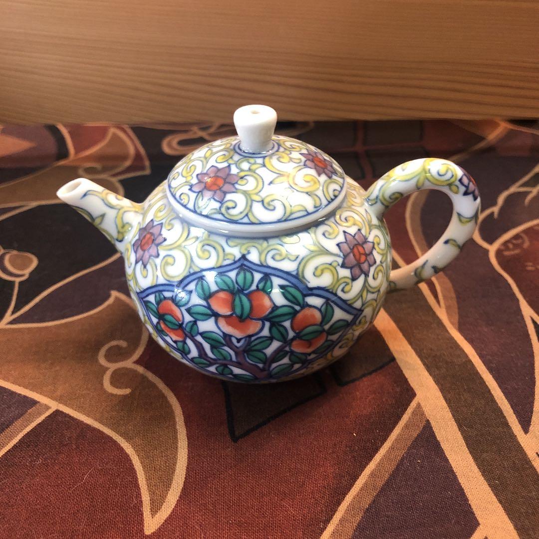 グリン玉　急須　煎茶　京焼清昌作　木箱入