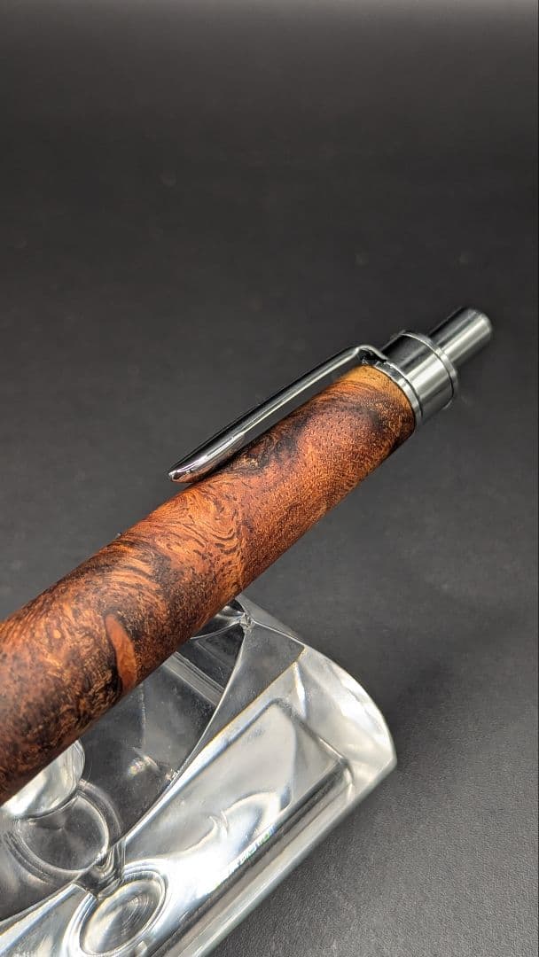 262ペン工房翌檜　花梨　紅白　源平　瘤杢　木軸シャーペン　木軸ボールペン