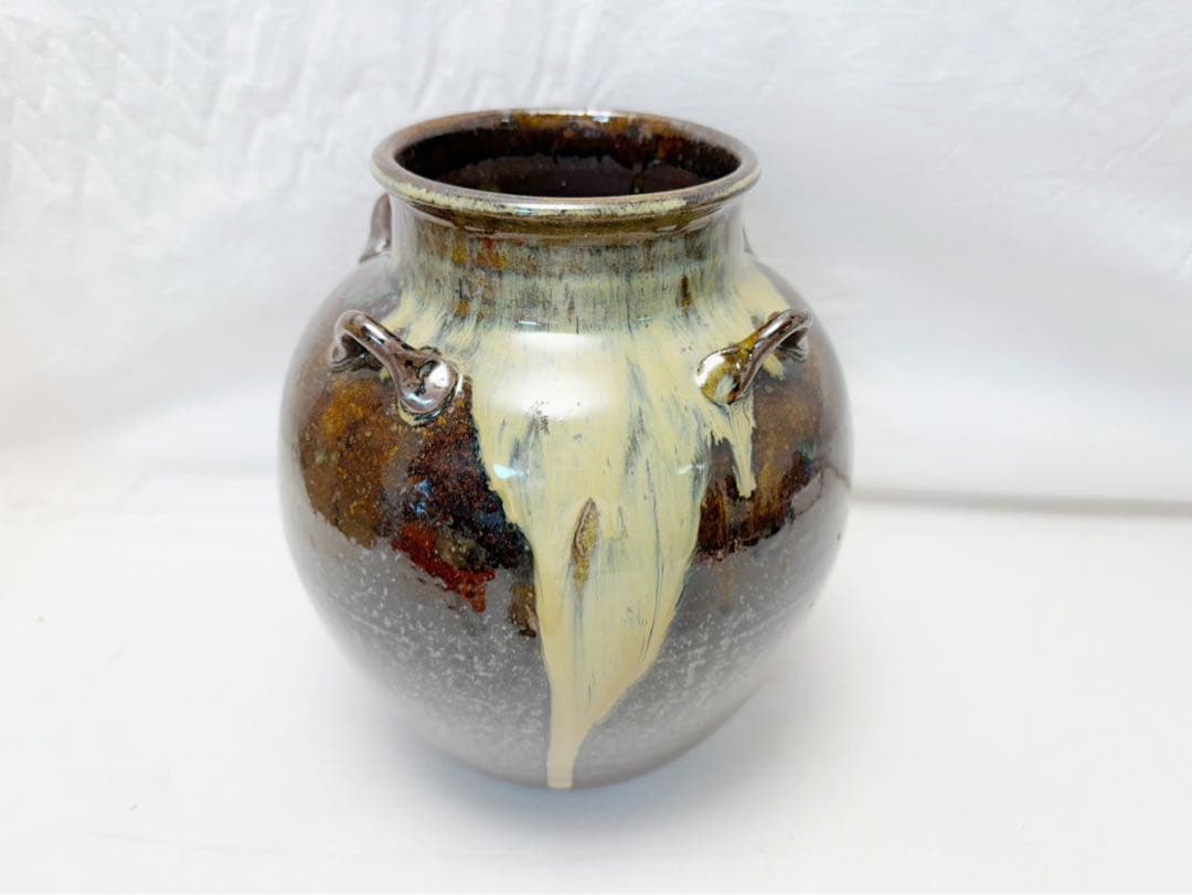 未使用 茶道具 八仙作 高取焼飾壺 飾網紐付 陶印 口切茶事 炉開き 共箱